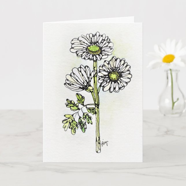 Tarjeta de felicitación - acuarela NGA - Daisises  (Planta pequeña)
