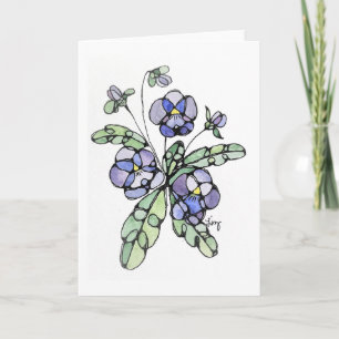 Tarjeta de felicitación - acuarela NGA - Pansies p