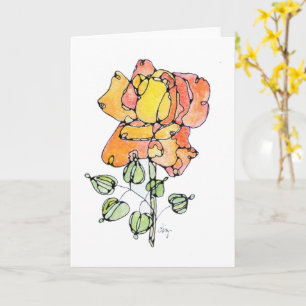 Tarjeta de felicitación - acuarela NGA - Rosa Nara