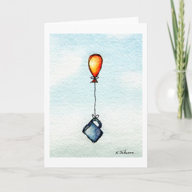 Tarjeta de felicitación acuarela para café volador (Anverso)