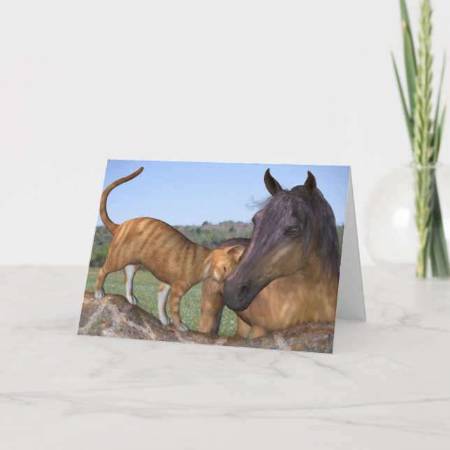 Tarjeta de felicitación adaptable del gato y del (Anverso)