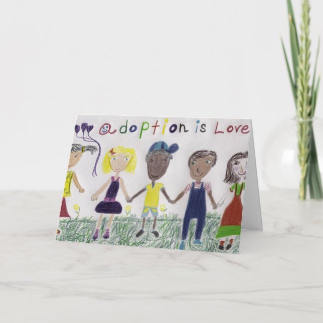 Tarjeta de felicitación - Adopción es Amor (Anverso)