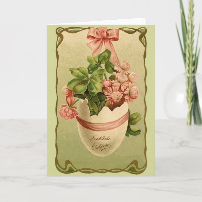 Tarjeta de felicitación adornada alemana del huevo (Anverso)