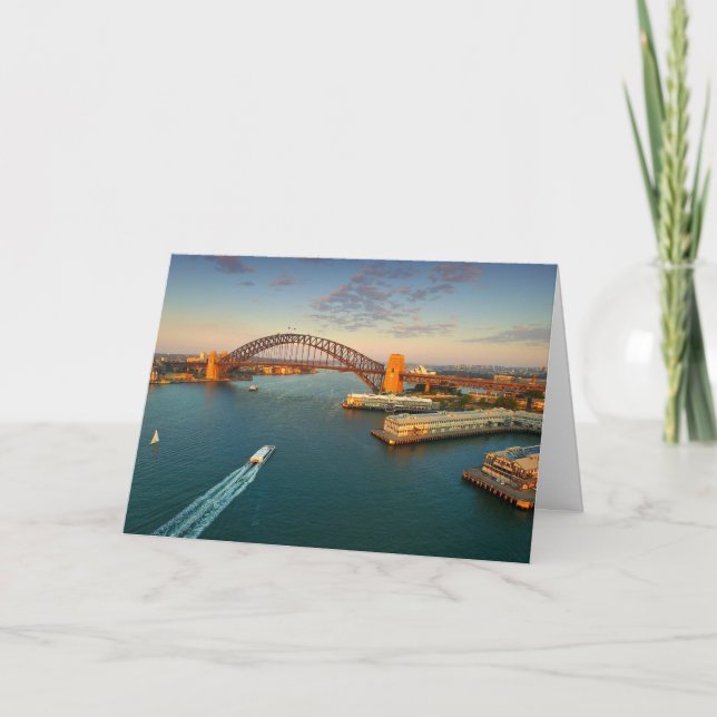 Tarjeta de felicitación aérea del puente del puert (Anverso)