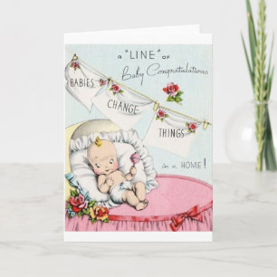 Tarjeta de felicitación al bebé retro