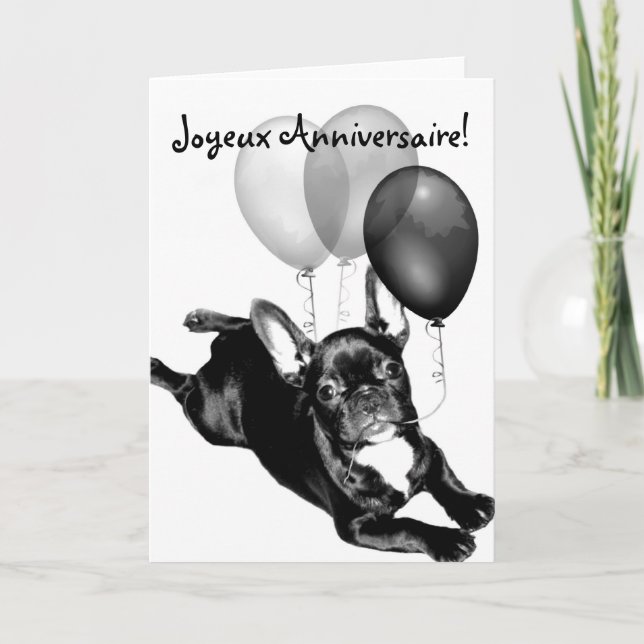 Tarjeta de felicitación al Bulldog francés Joyeux  (Anverso)