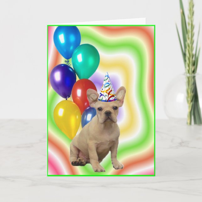 Tarjeta de felicitación al Bulldog francés por su  (Anverso)
