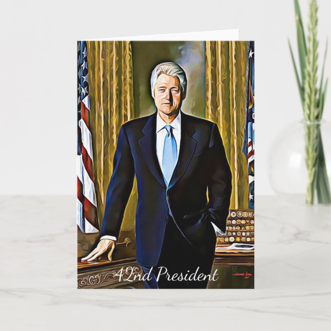 Tarjeta de felicitación al presidente Bill Clinton (Anverso)