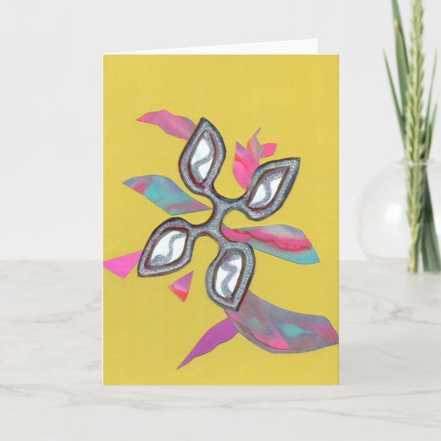 Tarjeta de felicitación amarilla de corte (Anverso)