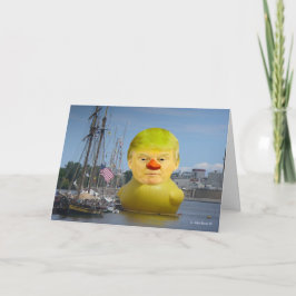 Tarjeta de felicitación amarilla de goma del pato