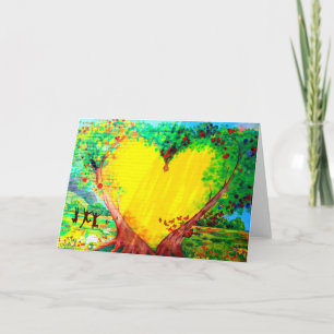 tarjeta de felicitación amarilla del corazón
