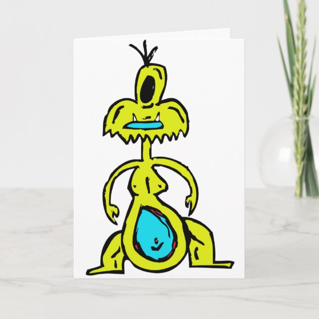 TARJETA DE FELICITACIÓN AMARILLA DEL MONSTRUO (Anverso)