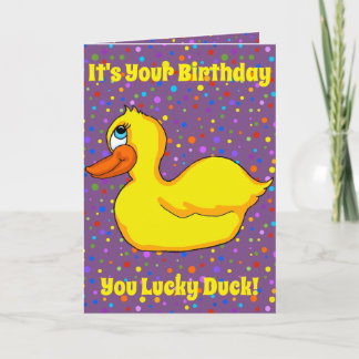 Tarjeta de felicitación amarilla del pato