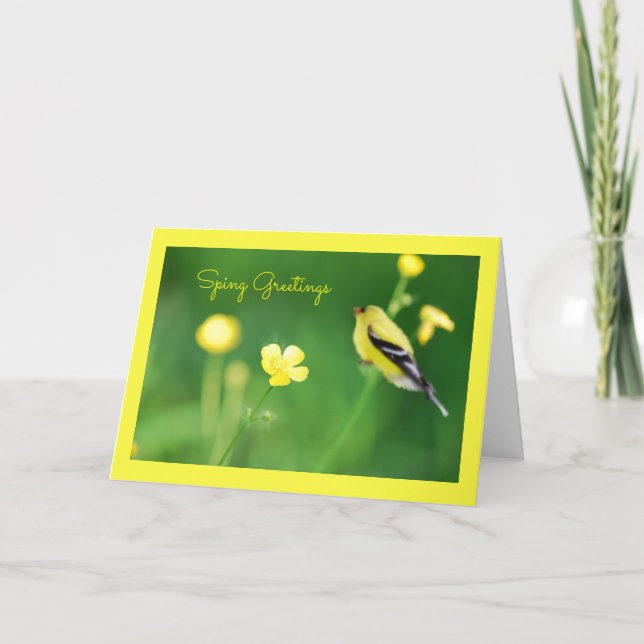 Tarjeta de felicitación amarilla Goldfinch (Anverso)