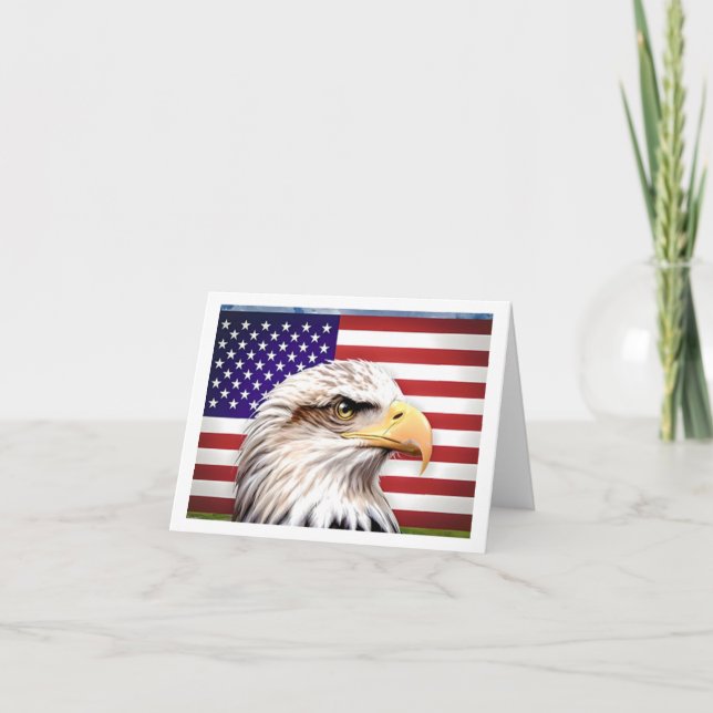 Tarjeta de felicitación American Flag Eagle Patrio (Anverso)