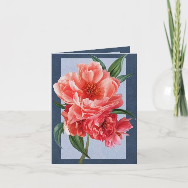 Tarjeta de felicitación anaranjada de los Peonies (Anverso)
