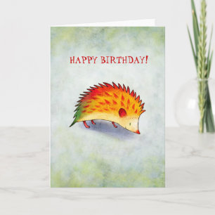 Tarjeta de felicitación anaranjada del erizo