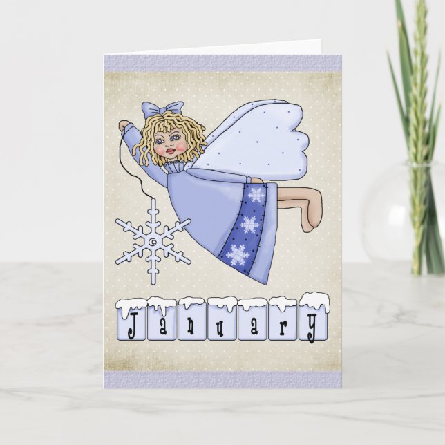 Tarjeta de felicitación Angel Blank de Enero (Anverso)