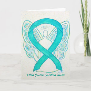 Tarjeta de felicitación Angel de Cinta verde azula