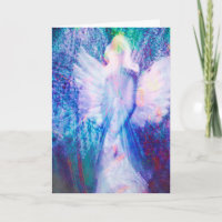 Tarjeta de Felicitación Ángel Etéreo Azul Pensando