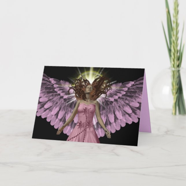 Tarjeta de felicitación Angel Rosa (Anverso)