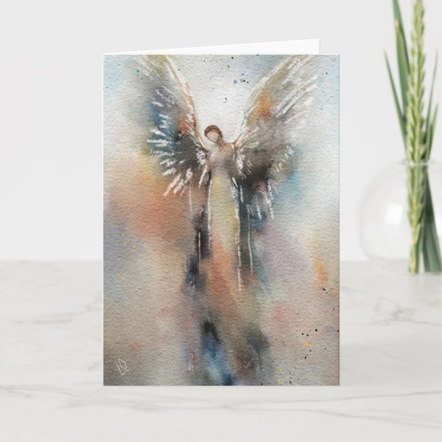 Tarjeta de felicitación Angel Watercolor (Anverso)