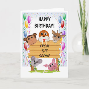 Tarjeta de felicitación animal del feliz