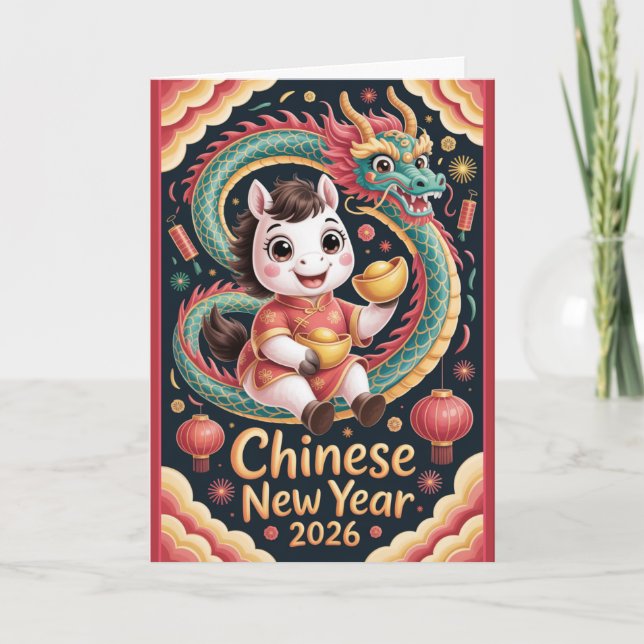 Tarjeta de Felicitación Año del Caballo 2026 (Anverso)