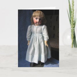 Tarjeta de felicitación antigua de la muñeca de la