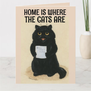 TARJETA DE FELICITACIÓN ANTIGUA EN BLANCO GATO NEG