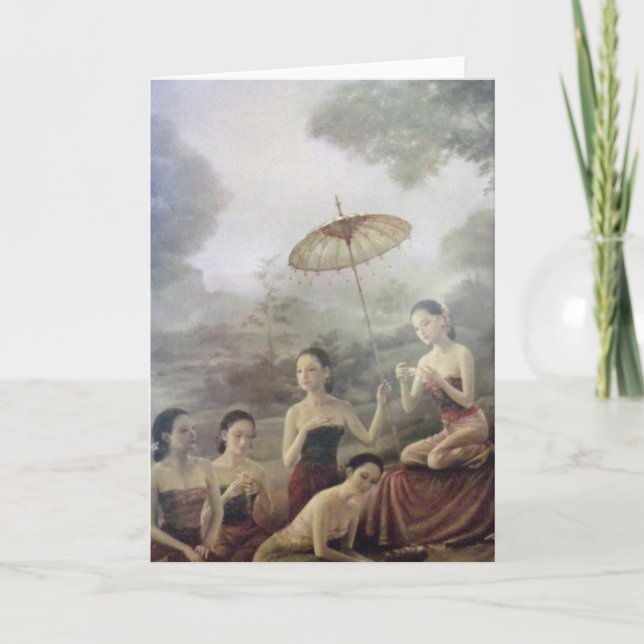 Tarjeta de felicitación antigua tailandesa de la (Anverso)