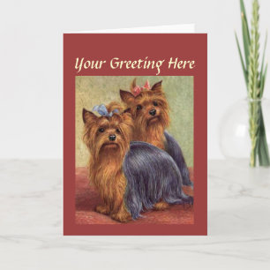 Tarjeta de Felicitación Antigua Yorkshire Terrier