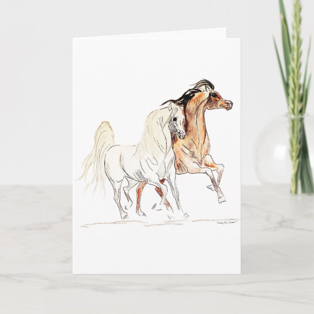 Tarjeta de felicitación árabe del caballo (Anverso)