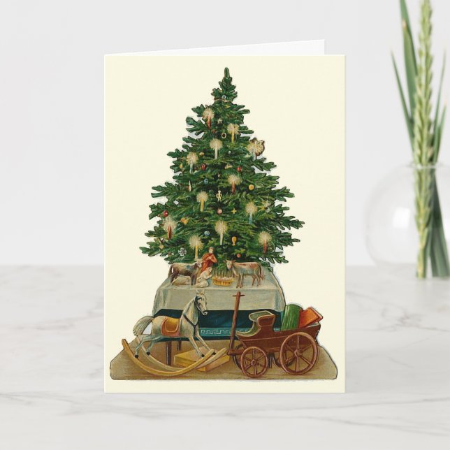 Tarjeta de felicitación "Árbol de Navidad" vintage (Anverso)