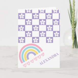 Tarjeta de felicitación arcoíris pastel de lavanda