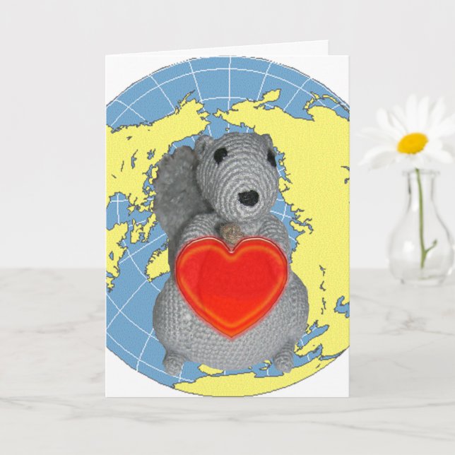 Tarjeta de felicitación - ardilla con corazón (Planta pequeña)