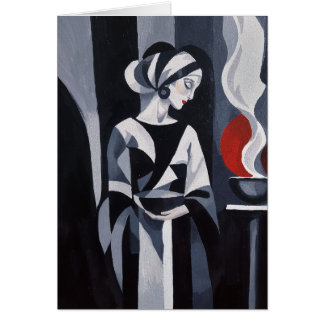 Tarjeta de felicitación Art Déco Mujer Mística Mon