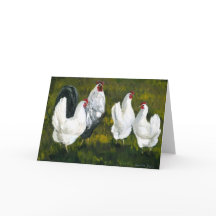 Tarjeta de felicitación artística "Rooster & Hens"