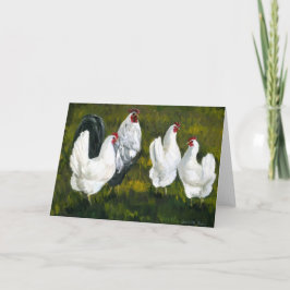 Tarjeta de felicitación artística "Rooster & Hens"