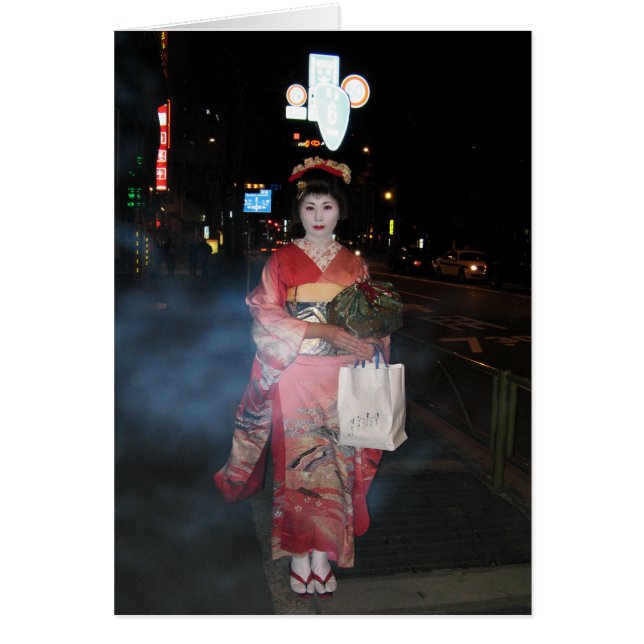 Tarjeta de felicitación Asakusa Geisha Neo Tokyo (Frente)