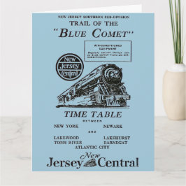 Tarjeta de felicitación azul central del tren del