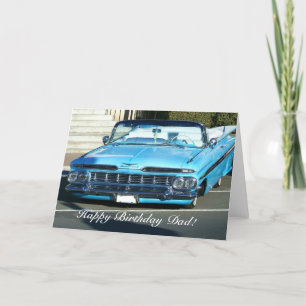Tarjeta de felicitación azul clásica del coche del