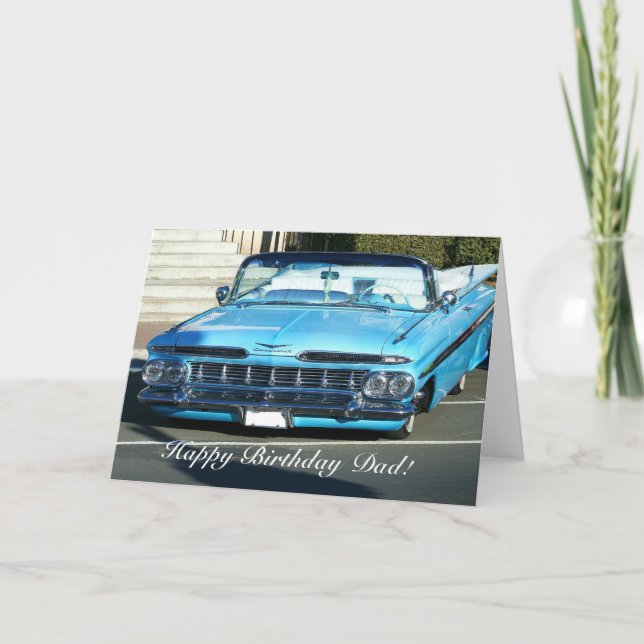 Tarjeta de felicitación azul clásica del coche del (Anverso)