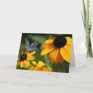 Tarjeta de felicitación azul de la mariposa
