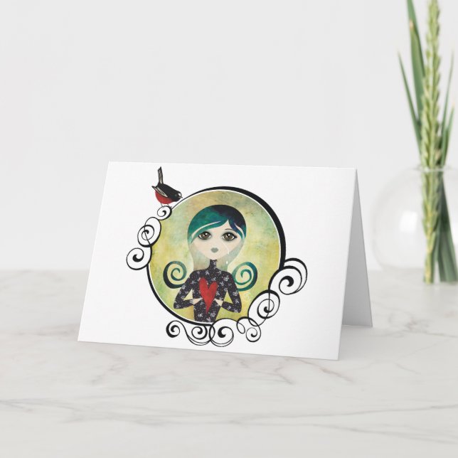 tarjeta de felicitación azul de la señora (Anverso)