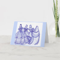 Tarjeta de felicitación azul de las mujeres de