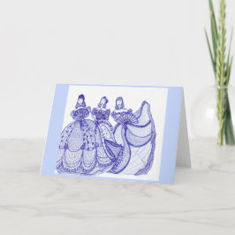 Tarjeta de felicitación azul de las mujeres de