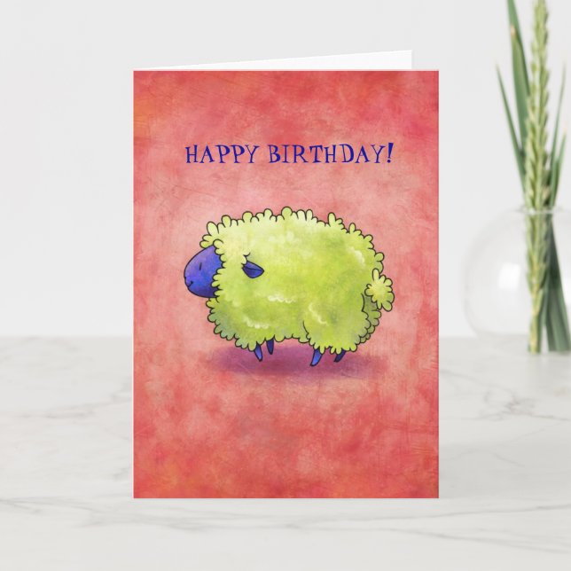 Tarjeta de felicitación azul de las ovejas (Anverso)