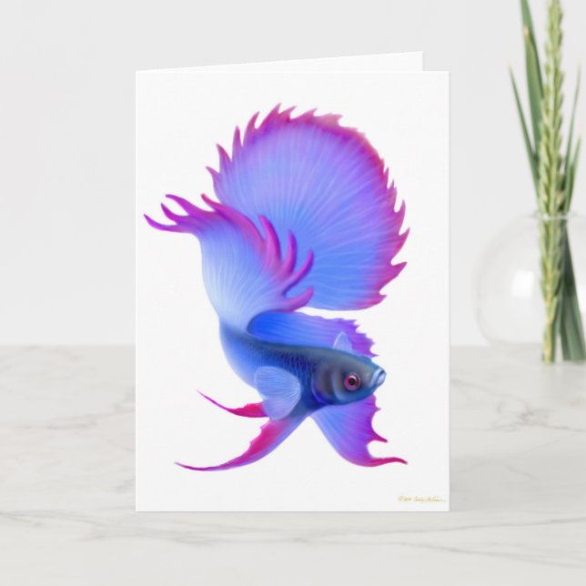 Tarjeta de felicitación azul de los pescados de (Anverso)