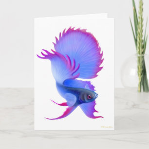 Tarjeta de felicitación azul de los pescados de